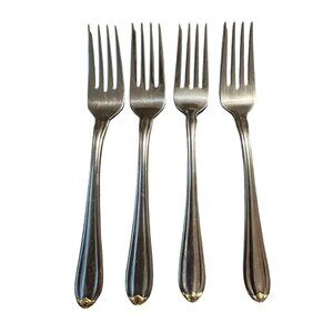 Gorham Silver Golden Melon Bud Stainless Steel Salad Fork Set Of 4 With Gold Acc